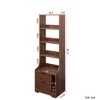 19"W Bookcase Bookshelf Display Rack with Open Storage Shelves and 2 Storage Drawers, White/Walnut-ModernLuxe - image 3 of 4