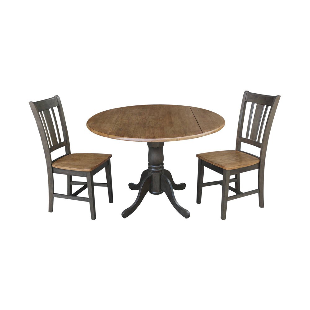 Photos - Dining Table 42" Mase Dual Drop Leaf Dining Set with 2 Chairs, Round Pedestal Table - I