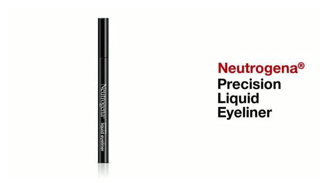 Neutrogena Precision Liquid Eyeliner, Smudge &#38; Water-Resistant for Sensitive Eyes - Jet Black - 0.013oz, 2 of 8, play video
