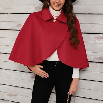 Women's Capelet Shawl Short Cloak Cape Wraps Cardigan Dressy Cloak for Wedding PartyonesizeRed