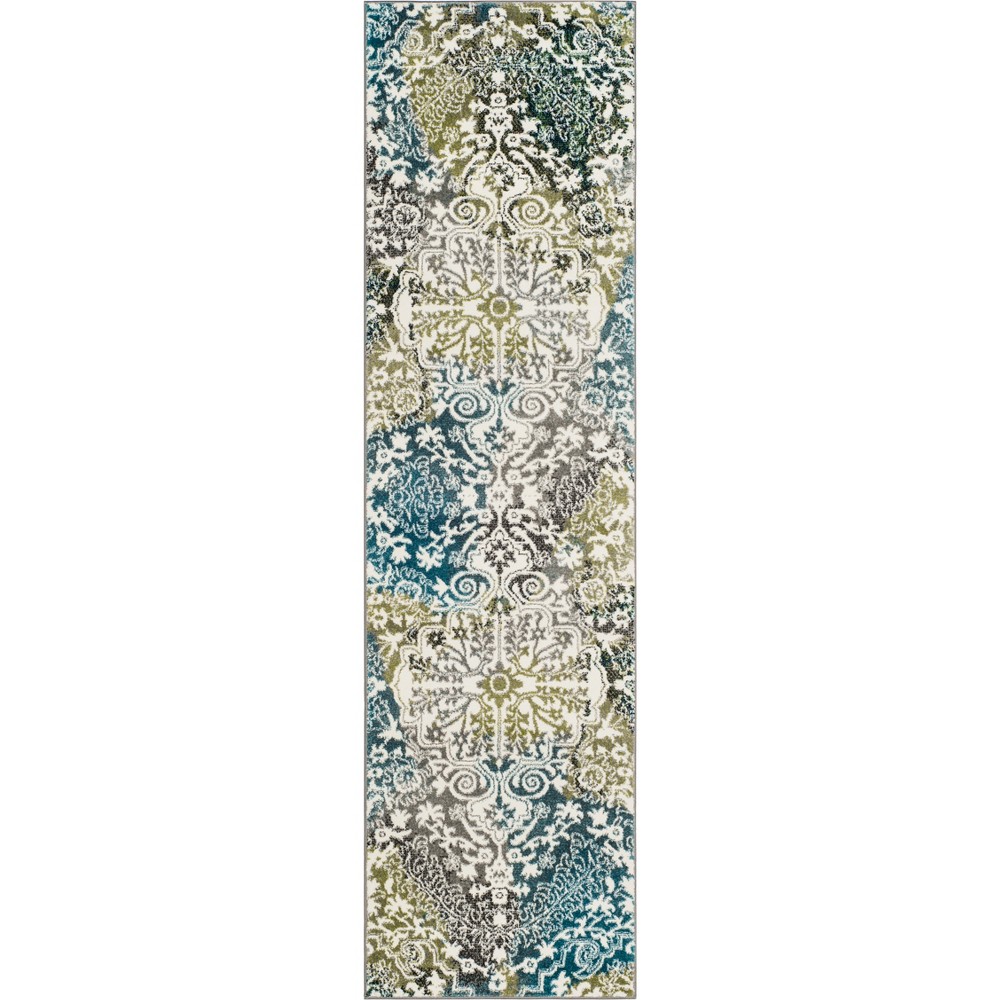  Medallion Loomed Runner Ivory/Peacock