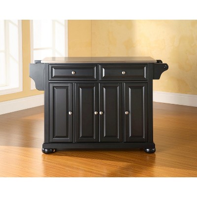 Black Stainless Steel Top Kitchen Island with Storage