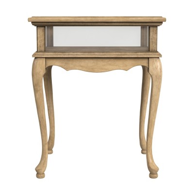 HomeRoots 25" Beige Distressed Glass And Solid Wood End Table