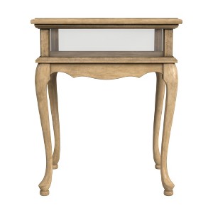 HomeRoots 25" Beige Distressed Glass And Solid Wood End Table - 1 of 4