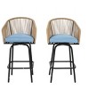 [Set Of 2] Outdoor Bar Stools, Patio Bar Stools with Armrests, Rattan Bar Chairs with Steel Frame and PE Cushions-Coolbibila - 4 of 4