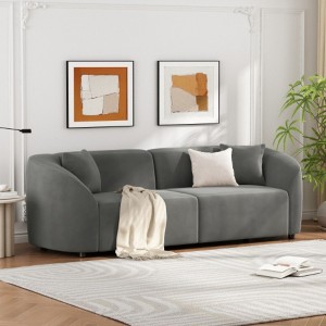 87" Curved Contemporary Sofa in Sleek Grey: Plush Seating, Streamlined Design, and Durable Frame C Ideal for Stylish Living Spaces - 1 of 4