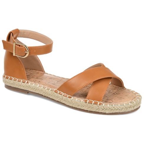 Journee Collection Womens Lyddia Espadrille Flat Sandals Cognac 10