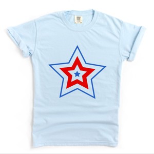 Simply Sage Market Patriotic Three Star Garment Dyed Tee - L - Chambray - 1 of 4