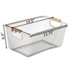 Basicwise Multipurpose Metal Mesh Basket with Wooden Handle Storage Organizers for Kitchen, Bathroom, Cabinet, and Closet - 4 of 4