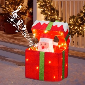 Animated Christmas Santa in Lighted Gift Box, Motion Sensor Christmas Music Decorative Lights - 1 of 4