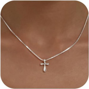Dainty Cross Necklace for Women - 14K Gold/Silver Plated Christian Faith Jewelry Gift - 1 of 4