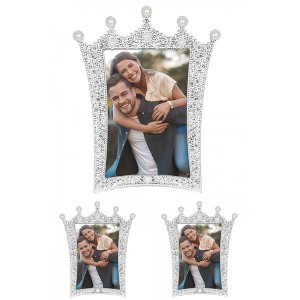 REGALWOVEN Royal Crystal Decor Polyresin Clear Glass Velvet Panel Back Photo Frame - 1 of 4
