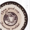 Earth Rugs One Good Cup Printed Round Trivet – 10"x10" Braided Jute Coffee-Themed Hot Pad with Rustic Typography Design - 2 of 3