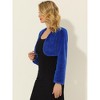 Allegra K Women's Cropped Open Front Collarless Long Sleeve Faux Fur Jacket - 3 of 4