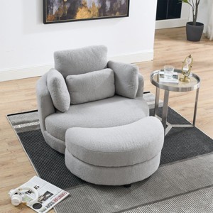 Bennett Upholstered Swivel Barrel Chair,Teddy Swivel Chairs With Ottomans Storage,Round Cuddle Chair,Chaise Lounge Arm Chair With Pillows-Cuddlewood - 1 of 4