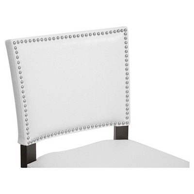 Aries White Faux Leather Bar Stool with Nailhead Trim