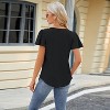 Womens Square Neck Pleated Blouse with Flutter Sleeve Eyelet Embroidered Curved Hem Tops with Circular Sleeve Textured Summer Tunic Blouse - 2 of 4