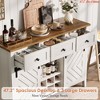 47.2'' /59''Farmhouse Buffet Cabinet w/ Sliding Barn Door, 33.4'' Tall Rustic Sideboard w/ 3 Drawer, Adjustable Shelf and Removable Wine Rack - 3 of 4