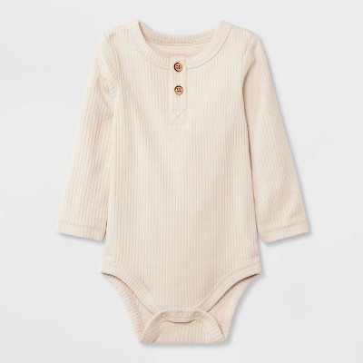 Baby Long Sleeve Henley Bodysuit - Cat & Jack™ Cream 12M