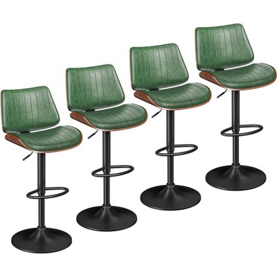 Gikpal Swivel Barstools for Kitchen Island with Bentwood Back & Leather Seat, Counter Height Bar Chair with Back & Footrest, for Kitchen, Dining Room