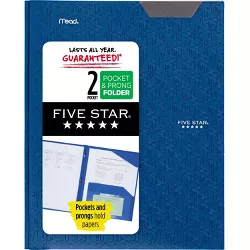 Five Star 2 Pocket Plastic Folder with Prongs Blue