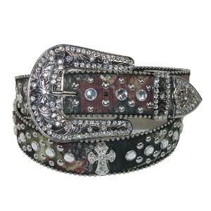 CTM Women's Rhinestone Cross on Camo Belt - 1 of 4