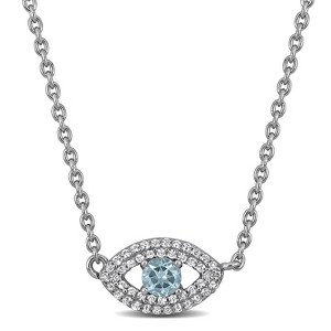 EVERLY JEWELRY | Sterling Silver 0.53 CT TGW Blue Topaz Created White Sapphire Necklace, 18"+1"ext - 1 of 4