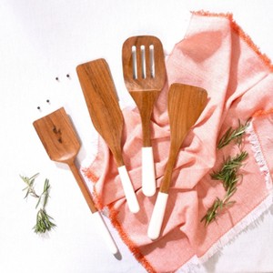 Folkulture Set of 4 Wooden Spatulas - White - 1 of 4