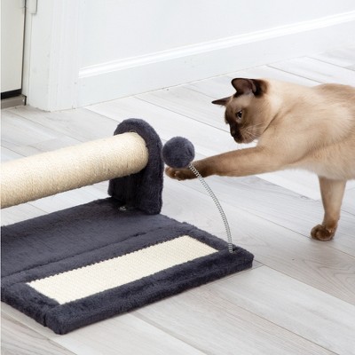 Modern Gray and Beige Cat Scratching Play Center with Ball
