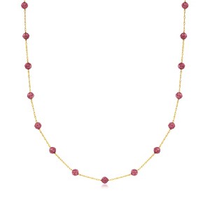 Pure Collection by Ross-Simons 6.00 ct. t.w. Pink Tourmaline Bead Station Necklace in 14kt Yellow Gold - 1 of 4