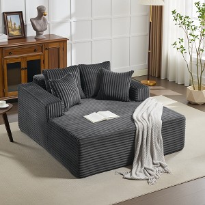 61" Oversized Chaise Lounge Indoor, Extra-Wide Boneless Corduroy Loveseat with Pillows, Armrests, Sofa Couch Reading Chairs for Living Room,Bedroom - 1 of 4