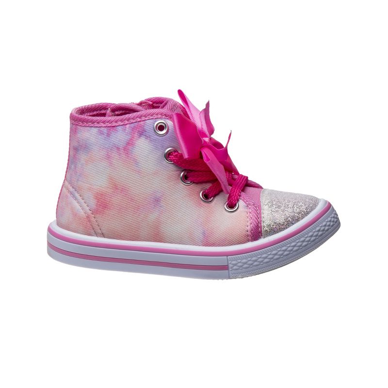 Laura Ashley Toddler Girls' Multi Color Bow Detail Lace Up Canvas Sneakers High Top - A Stylish and Versatile Option (Toddler), 3 of 8