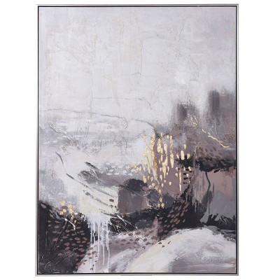 Abstract Blend Hand Painted Framed Contemporary Canvas Art Gray - StyleCraft