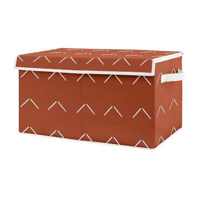 Sweet Jojo Designs Boy or Girl Gender Neutral Unisex Fabric Storage Toy Bin Orange Diamond Tuft Orange and Ivory