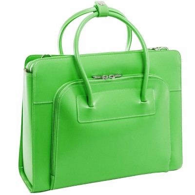 McKlein USA Lake Forest 15.4" Leather Ladies' Laptop Briefcase w/ Removable Sleeve Green