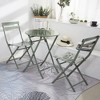 VYNXARIA 3 Piece Patio Bistro Set of Foldable Round Table and Chairs, Dark Green - 4 of 4