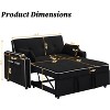 Black 3-in-1 Velvet Sleeper Sofa - Pullout bed with USB port, cupholder, adjustable backrest & pillows for living room. - 3 of 4