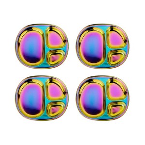 Ahimsa 4pc 9.7" Stainless Steel Balanced Bite Divided Plates - 1 of 4