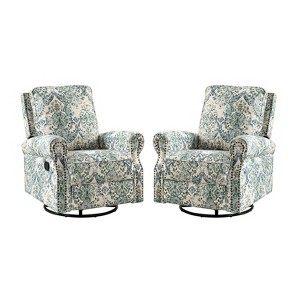 Set of 2 Pablo traditional-normal Manual Swivel Glider Recliner with  Nailhead Trims for Living Room  | KARAT HOME - 1 of 4