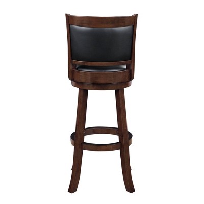 Cappuccino Wood and Leather Extra Tall Swivel Bar Stool