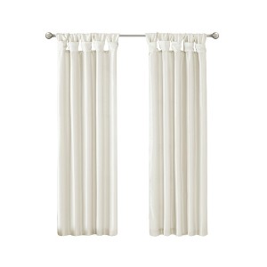 LIVN CO. Solid Faux Silk Sheen Twist Tab Window Curtain with Polyester Lining, White 2-Panel 50x84" - 1 of 4