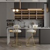 Velvet Round Bar Stools with Back and Footrest Set of 2 Counter Chairs for Kitchen Island - 4 of 4