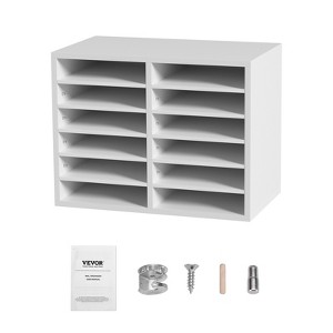 VEVOR Literature Organizers, 12 Compartments Office Mailbox with Adjustable Shelves, Wood Literature Sorter 20.4x12x16.1 inches, EPA Certified - 1 of 4