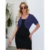 Womens Lightweight Shrugs Short Sleeve Open Front Cropped Cardigan Crochet Knit Sweater - 4 of 4