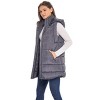 Women's Long Puffer Vest with Hood - S.E.B. By SEBBY - 3 of 4