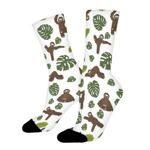Yoga Sloth Women Printed Crew Socks Funny Funky Socks Soft Polyester Novelty Gifts for Artists Men - 1 of 1
