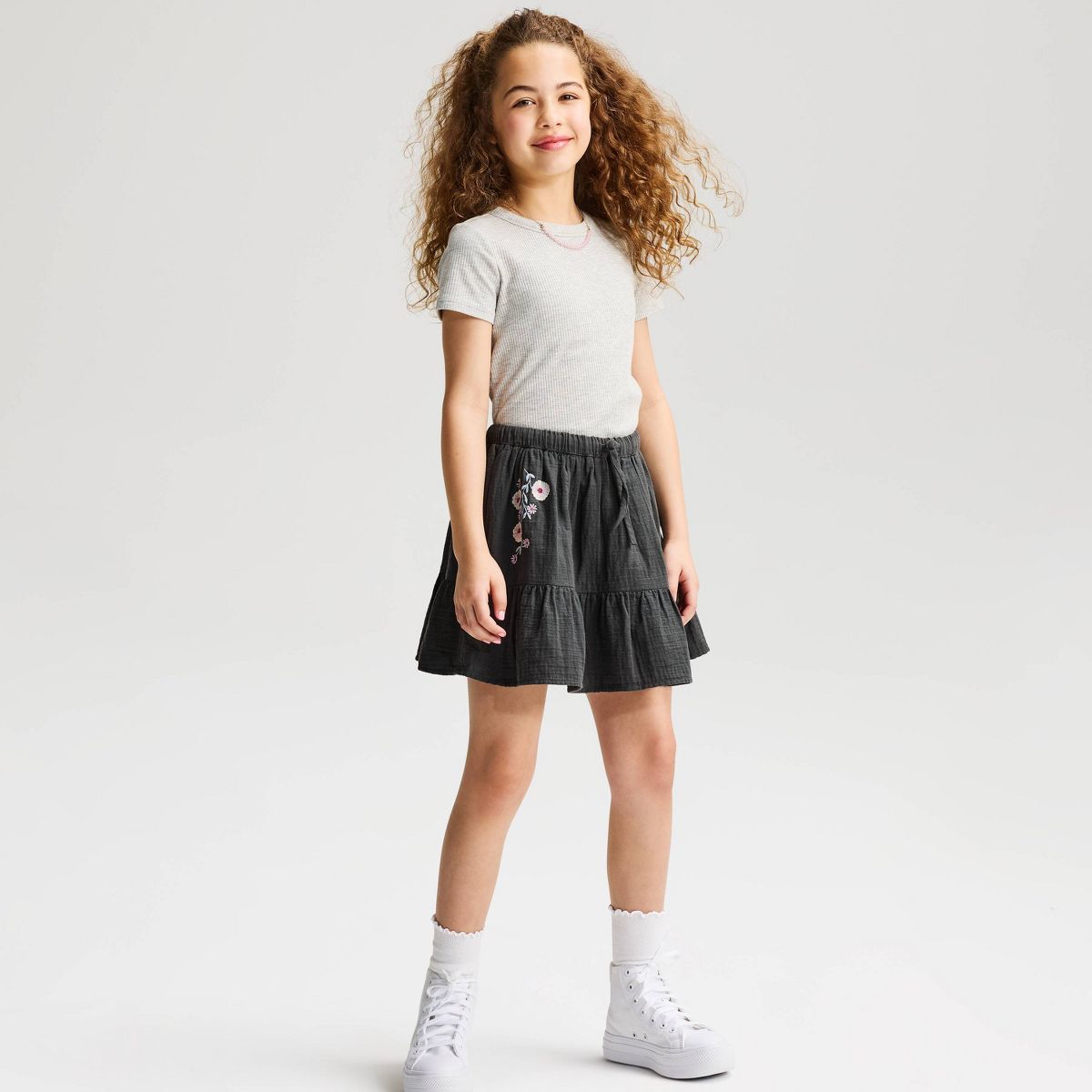 Girls' Floral Embroidered Gauze Skort - Cat & Jack™