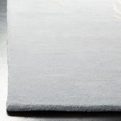 Hand-Tufted Light Blue and Ivory Wool Runner Rug