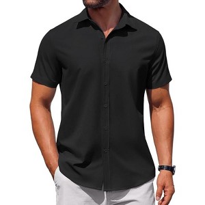 COOFANDY Men's Button Down Short Sleeve for Men Summer Business Casual Dress Shirt - 1 of 4