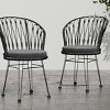 Boho Industrial Outdoor Dining Chairs - Set of 2, PE Rattan Wicker with Cushions, Weather-Resistant-Coolbibila - 3 of 4